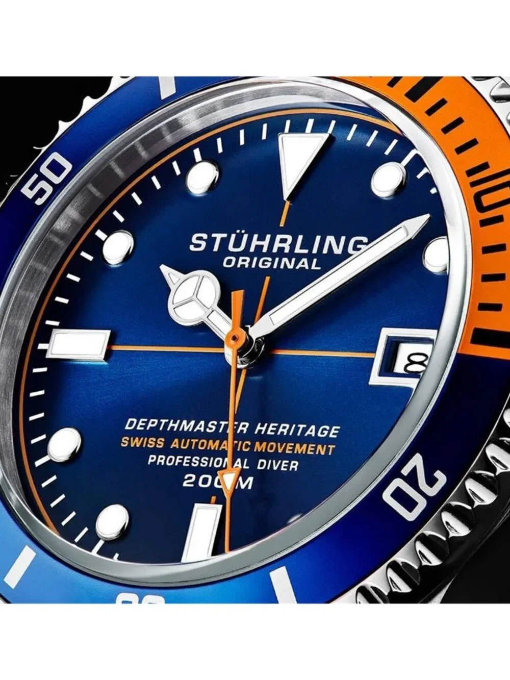 NWT Stuhrling Original Aquadiver Automatic Blue Dial Men's Watch